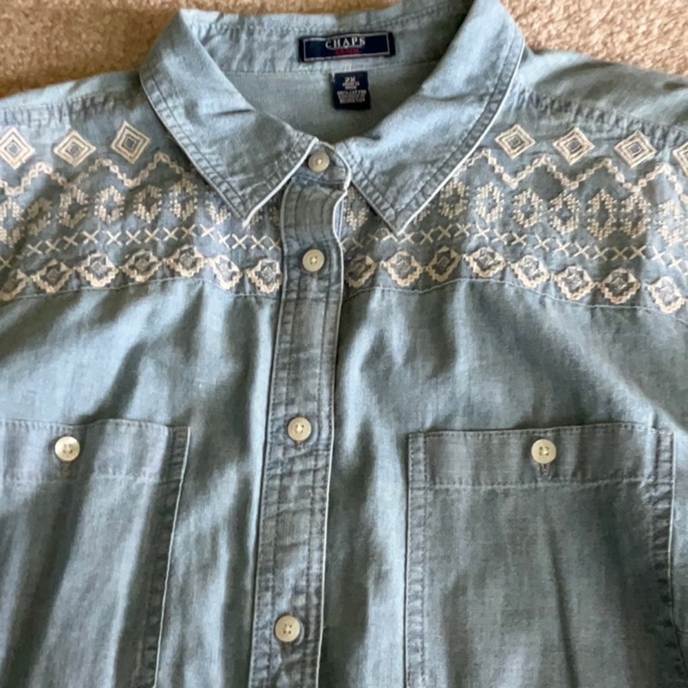 Chaps by Ralph Lauren Light Blue Embroidered Men's Shirt